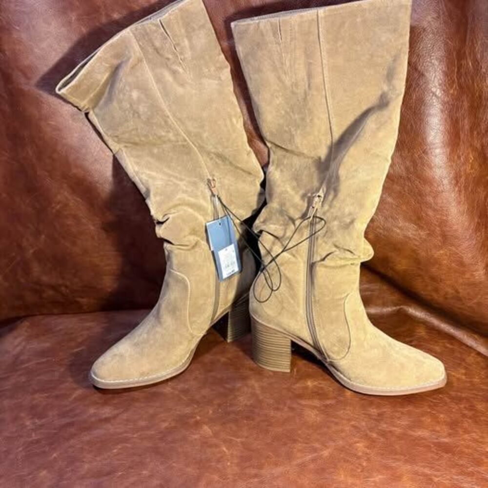 NWT Universal Thread Junie Taupe Suede Slouch Knee High Boots